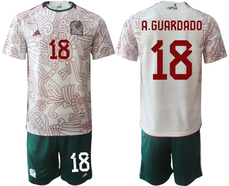Men 2022 World Cup National Team Mexico away white #18 Soccer Jerseys->mexico jersey->Soccer Country Jersey